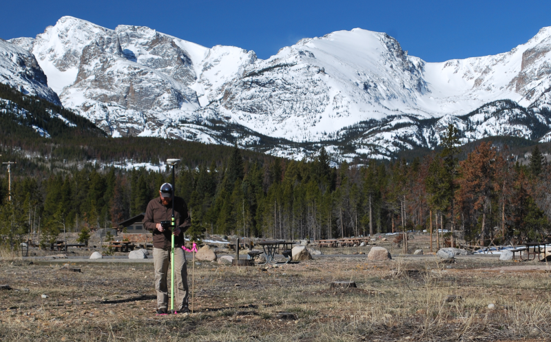 Flatirons surveyor in Rocky Mountain National Park